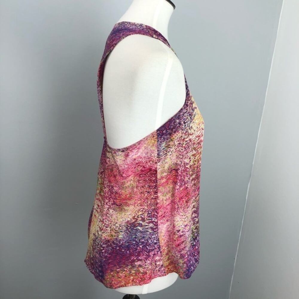 Alexis Silk Racerback Colorful Watercolor Sleeveless Racerback Tank Top Small - Picture 3 of 7